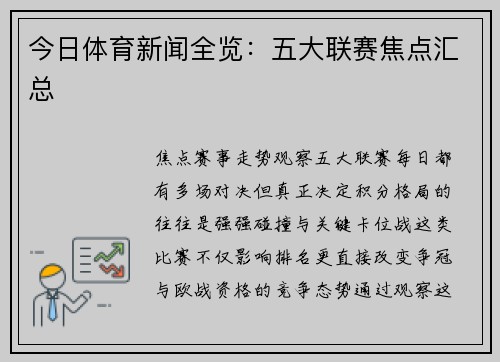 今日体育新闻全览：五大联赛焦点汇总